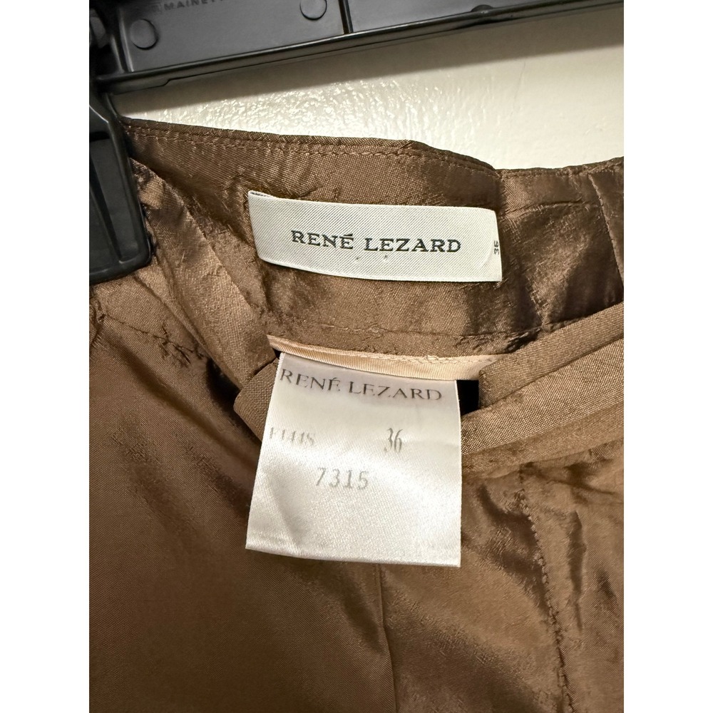 Rene Lezard Womens 100% Silk Wide Leg Trousers Bronze Brown Size 36 - Picture 3 of 6